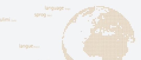 Eine Grafik, die die Erde und das Wort "Sprache" in verschiedenen Sprachen zeigt.
