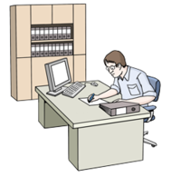 Person sitzt im Büro und arbeitet